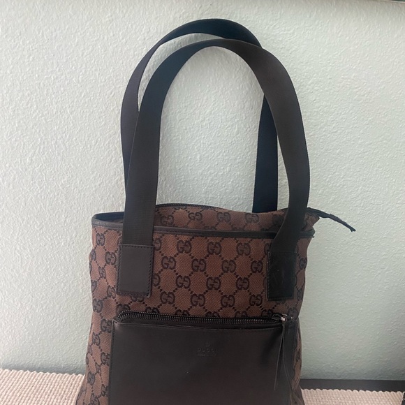 Gucci Monogram and Leather Tote Brown in Awesome condition - Picture 1 of 12